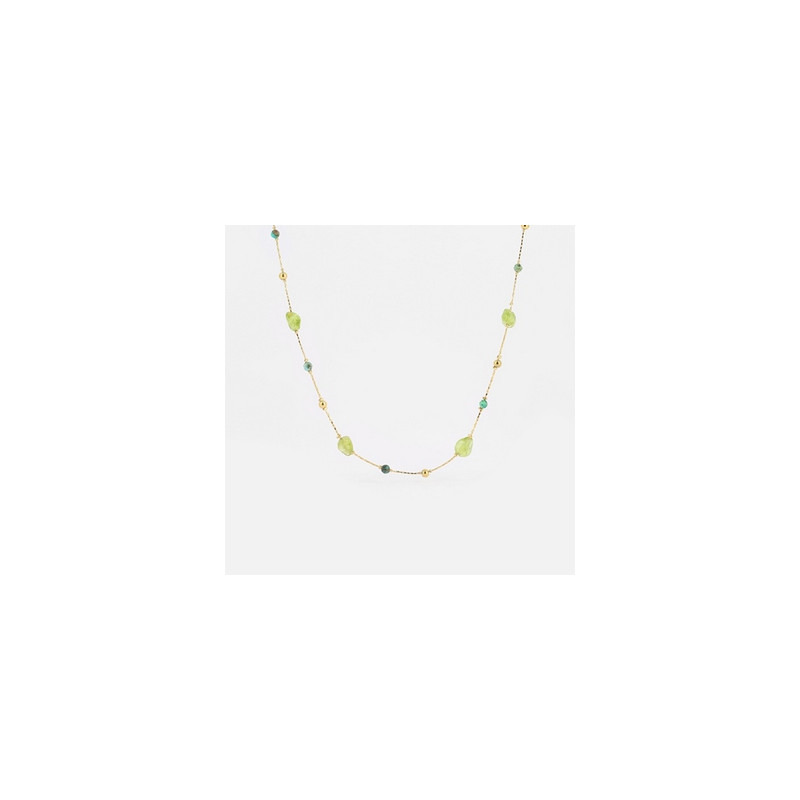 ZAG - Collier Lux acier doré péridot 38+5cm Ref SNS16113-01LGR