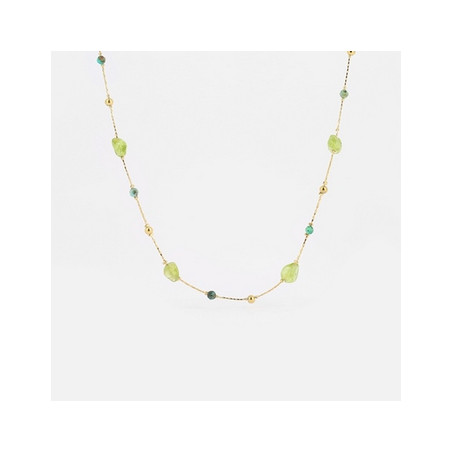 ZAG - Collier Lux acier doré péridot 38+5cm Ref SNS16113-01LGR