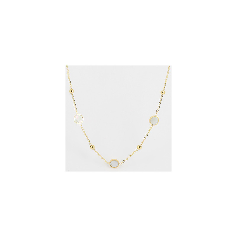 ZAG - Collier Kalina acier doré nacre blanche 36+2+5cm Ref SNS16683-01SEL