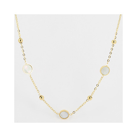 ZAG - Collier Kalina acier doré nacre blanche 36+2+5cm Ref SNS16683-01SEL