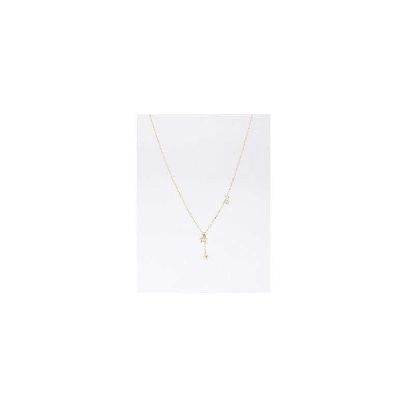 ZAG - Collier Celine acier doré avec oxydes de zirconium 38+5cm 5mm Ref SNS21771-01WHT