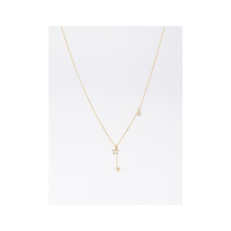 ZAG - Collier Celine acier doré avec oxydes de zirconium 38+5cm 5mm Ref SNS21771-01WHT