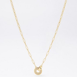 ZAG - Collier Inaya acier doré avec oxydes de zirconium sertis 38+5cm 12mm Ref SNS21875-01WHT