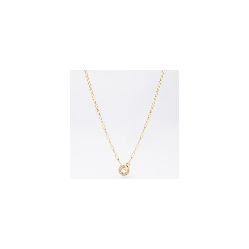 ZAG - Collier Inaya acier doré avec oxydes de zirconium sertis 38+5cm 12mm Ref SNS21875-01WHT
