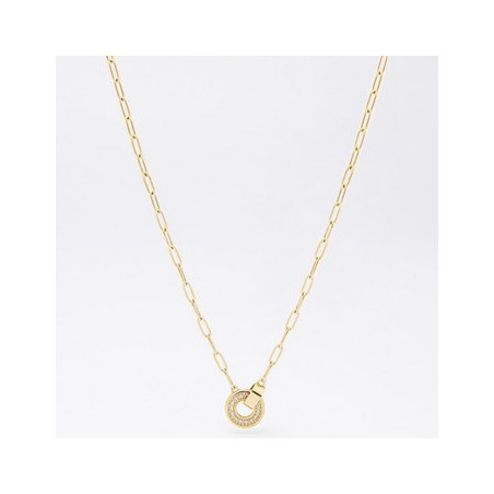 ZAG - Collier Inaya acier doré avec oxydes de zirconium sertis 38+5cm 12mm Ref SNS21875-01WHT
