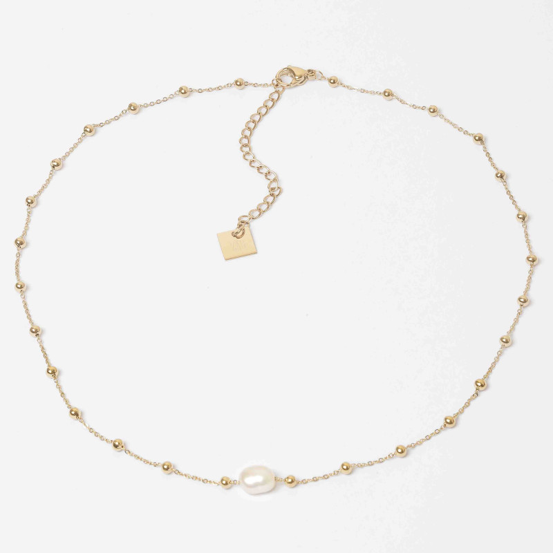 ZAG - Collier Izia acier doré perle de culture 36+5cm Ref SNS22193-01SEL