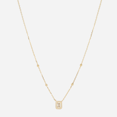 ZAG - Collier Court acier doré avec oxydes de zirconium sertis 38+5cm Ref SNS24450-01WHT