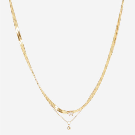 ZAG - Collier Altora acier doré avec oxydes de zirconium sertis 36+37+5cm Ref SNS24513-01WHT