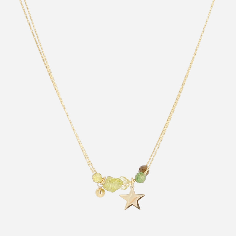 ZAG - Collier Axis acier doré olivine et oxydes de zirconium 38+5cm Ref SNS24555-01LGR