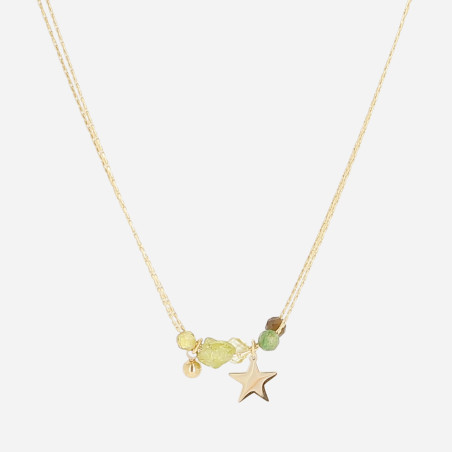 ZAG - Collier Axis acier doré olivine et oxydes de zirconium 38+5cm Ref SNS24555-01LGR