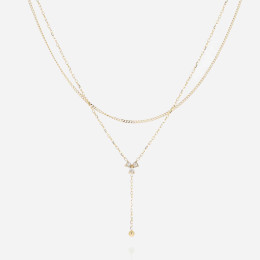 ZAG - Collier Rosillo acier doré avec oxydes de zirconium 38+38.5+5cm Ref SNX21752-01WHT
