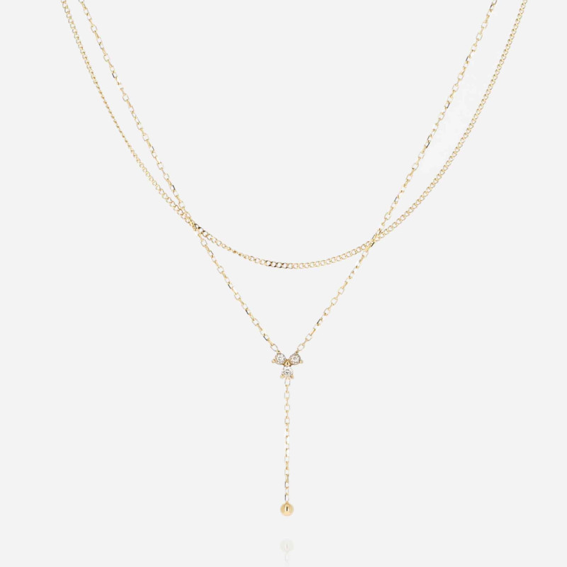 ZAG - Collier Rosillo acier doré avec oxydes de zirconium 38+38.5+5cm Ref SNX21752-01WHT