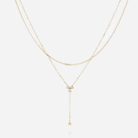 ZAG - Collier Rosillo acier doré avec oxydes de zirconium 38+38.5+5cm Ref SNX21752-01WHT