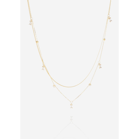 ZAG - Collier Multi acier doré avec oxydes de zirconium sertis 36+37+5cm Ref SNX24440-01WHT