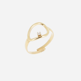 ZAG - Bague Lueur acier doré avec oxydes de zirconium réglable Ref SRL23100-01WHT