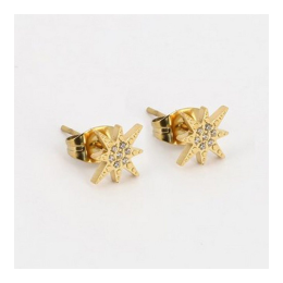 ZAG - Boucles d'oreilles Isaac acier doré avec oxydes de zirconium 9mm Ref SEP18288-01WHT