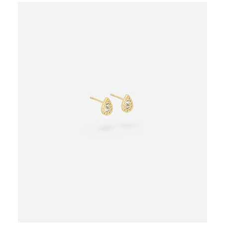 ZAG - Boucles d'oreilles Tear acier doré avec oxydes de zirconium 6x4mm Ref SEP18294-01WHT
