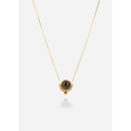 ZAG - Collier Fang acier doré quartz fumé 38+5cm 12mm Ref SNS19695-01DCF