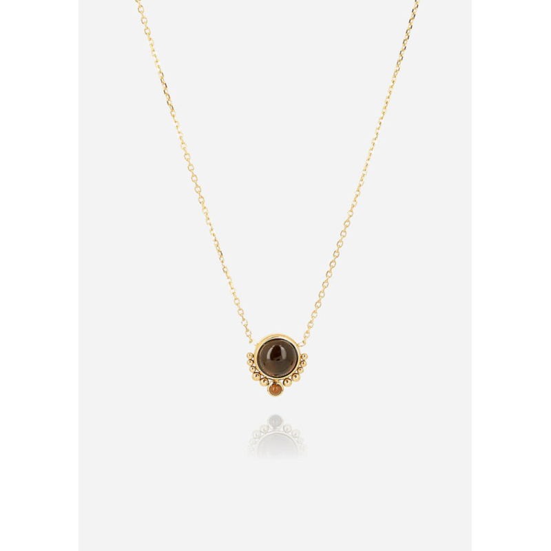 ZAG - Collier Fang acier doré quartz fumé 38+5cm 12mm Ref SNS19695-01DCF