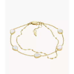 Fossil - Bracelet à chaîne Teardrop acier doré avec nacre Ref JF04317710