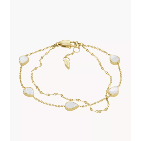 Fossil - Bracelet à chaîne Teardrop acier doré avec nacre Ref JF04317710