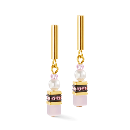 Coeur de Lion - Boucles d'oreilles Geocube rose acier doré - Ref 4087/21-1916