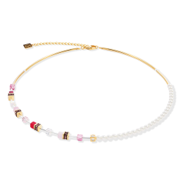 Coeur de Lion - Collier Geocube blanc acier doré - Ref 4087/10-1916