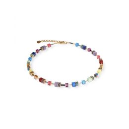 Coeur de Lion - Collier Geocube multicolore acier doré - Ref 2838/10-1516