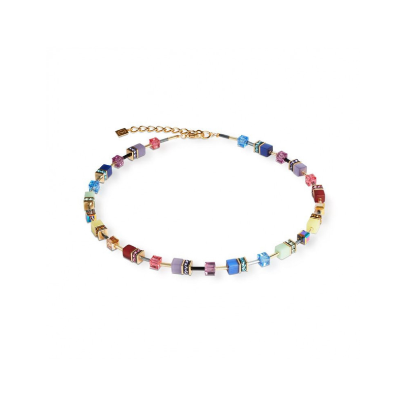 Coeur de Lion - Collier Geocube multicolore acier doré - Ref 2838/10-1516