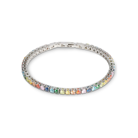 Coeur de Lion - Bracelet Tennis multicolore acier blanc - Ref 0600/30-1517
