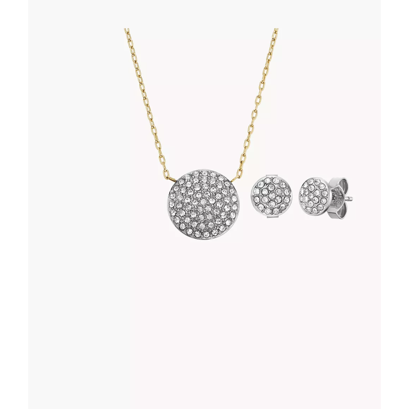 Fossil - Collier et Boucles d'oreilles acier bicolore - Ref JF04815SET