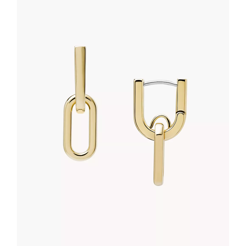 Fossil - Boucles d'oreilles D Link acier doré - Ref JF04780710
