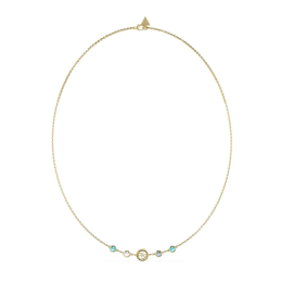 Guess - Collier acier doré zirColliernium bleu - Ref JUBN05097JWYGAQ
