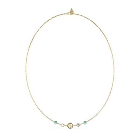 Guess - Collier acier doré zirColliernium bleu - Ref JUBN05097JWYGAQ