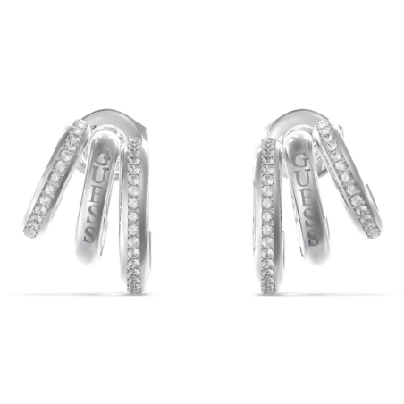Guess - Boucles d'oreilles Clous multi anneaux acier argenté - Ref JUBE03302JWRH