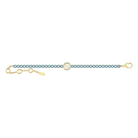 Guess - Bracelet acier doré mailles tennis bleu - Ref JUBB05142JWYGLS