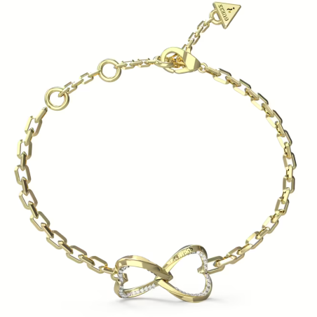 Guess - Bracelet acier doré Coeurss entrelacés ajourés - Ref JUBB04618JWYGS
