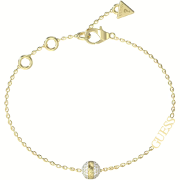 Guess - Bracelet double rang acier et chaîne  doré - Ref JUBB04456JWYGS