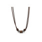 Fossil - Collier vintage casual cuir brun et acier - Réf JF00899797