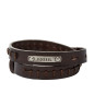 Fossil - Bracelet vintage casual double cuir marron - Réf JF87354040
