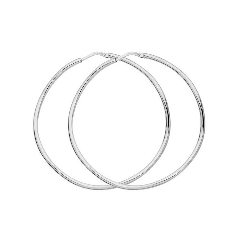 Boucles D'Oreilles  Créoles Fil 1,5 Ø48 Mm 1003240 - Marque Collection Julien D'Orcel  Argent 925/1000 - Couleur Blanc