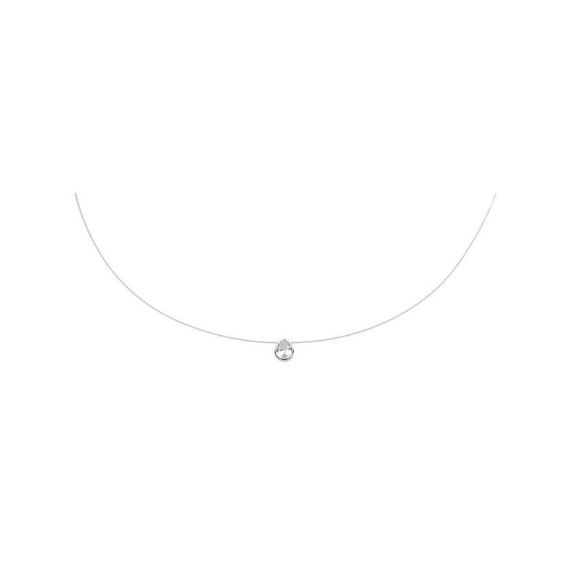 Collier Goutte Solitaire Oxydeyde Sur Fil Nylon